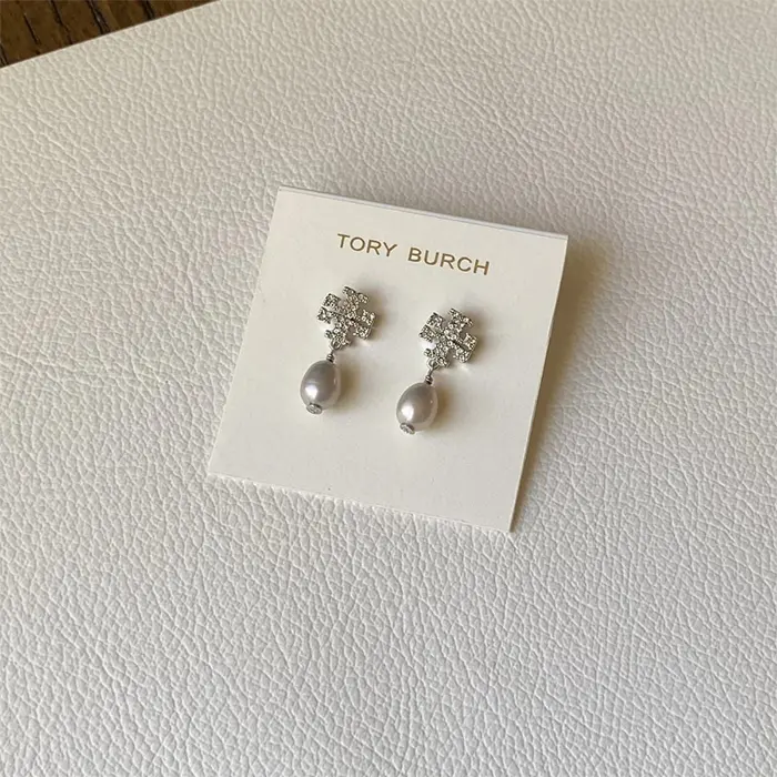 Silver-Tone Earrings with Silver Pearl